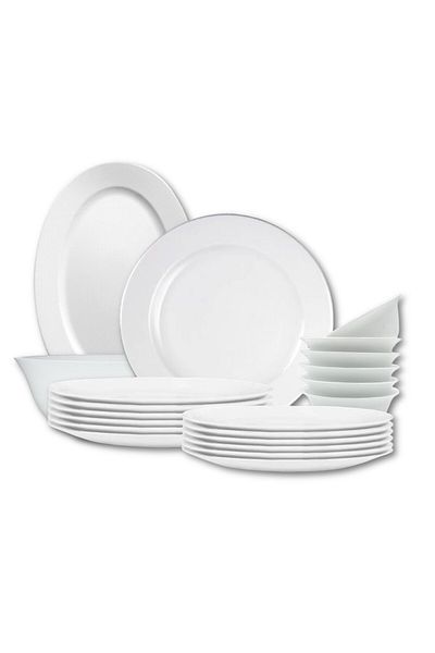 Houzi 34 Pcs Opal ware Dinner set Dinner, Soup Dessert plate Bowls Serving bowl Serving plate