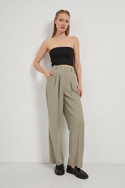 Arma Life Women's Premium Pleated Basic Khaki Palazzo Trousers