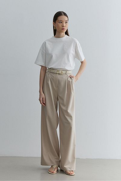 Fahhar Straight Leg Trousers Mink