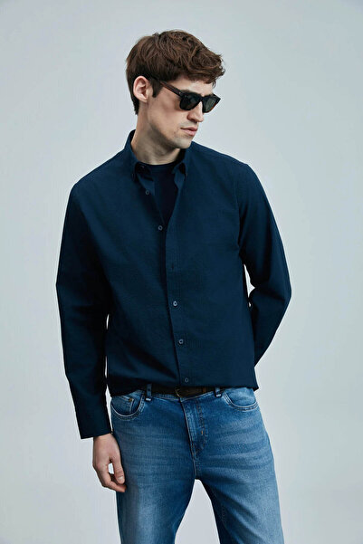 Lufian Ανδρικό πουκάμισο Ellery Navy Blue 111010637