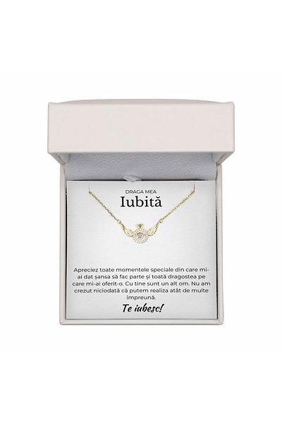 The Jewel Heart Bijuterie Romantică Pentru Iubită – Colier Argint 925 Placat cu Aur, Cu Mesaj și Cutie Cu LED