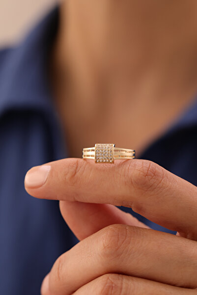 YAVUZ KUYUMCULUK 14 Ayar Altın Oval Taşlı Modern Yüzük