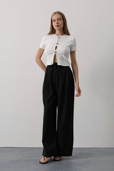 nedo7 Pleated Lace-Up Oversize Trousers - Black