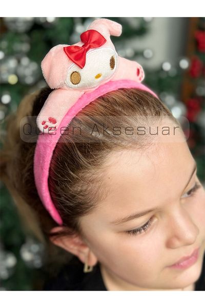 QUEEN AKSESUAR Mu Melody Melody Figure Plush Toy Children's Crown Cute 3D Dimensional Design Crown Pink