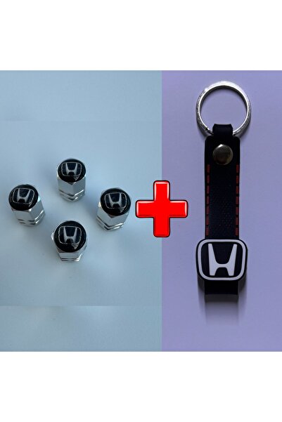 Lazer Store Honda ile Uyumlu Logolu Alüminyum Sibop Kapağı ve Silikon Anahtarlık