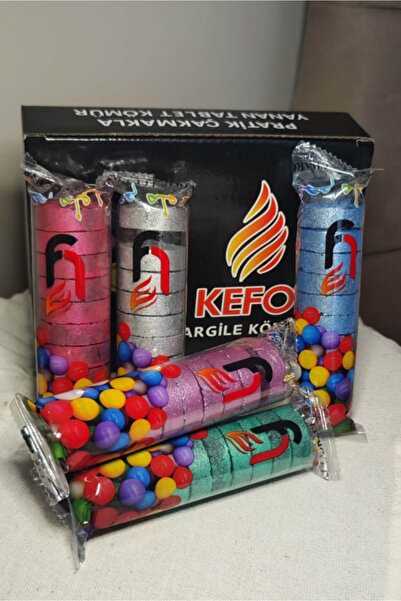 Kefo Renkli Pratik Buhur, nargile tutuşturmak için çakmak ile yakabileceğiniz tablet kömür |5'li kutu|