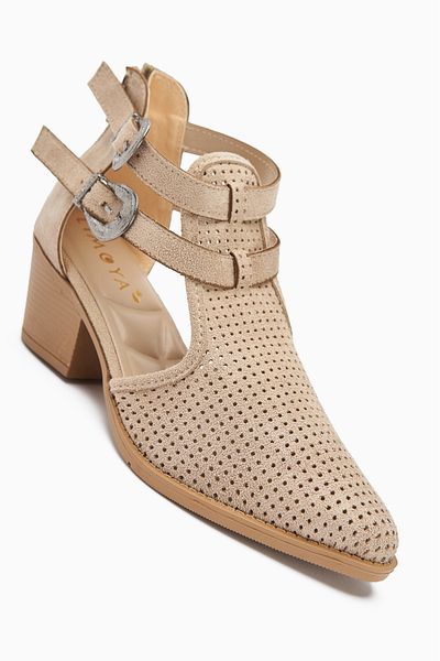 Limoya Γυναικείες καλοκαιρινές μπότες Carin Beige Suede με λεπτομέρεια με φερμουάρ στην πλάτη