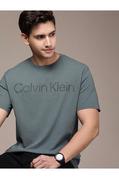 Calvin Klein Men's Light Steel Blue Crew T-Shirt Calvin Klein Logo