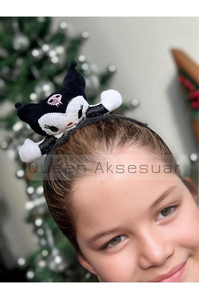 QUEEN AKSESUAR Kuromi Figure Plush Toy Children's Crown Cute 3D Dimensional Design Crown Black