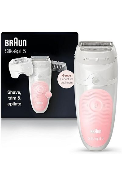 Braun ماكينة إزالة الشعر Silk-epil 5 للاستخدام الجاف والمبلل للنساء، لون أبيض - SES5-620
