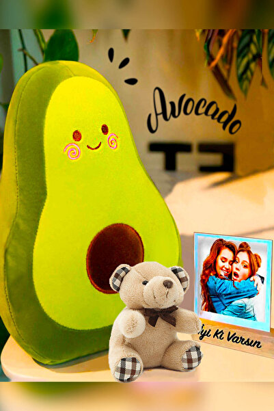 RETROGO Avokado Avakado Yastık & İyi Ki Varsın Stand & Peluş Mini Anahtarlık Hediye Seti