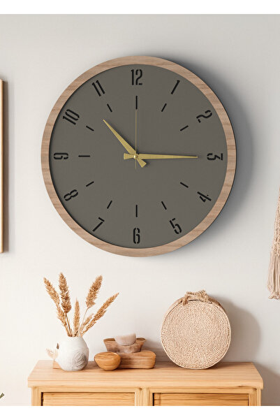 LUPOKRAFT Dekoratif Ahşap Ross Duvar Saati - Siyah & Gri MDF Çerçeveli, 48cm ...