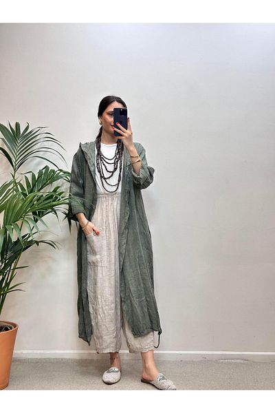 Ranasubaşı Hooded Linen Cap Khaki