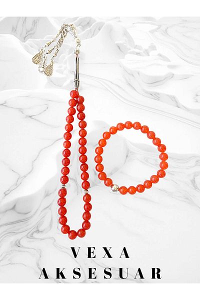 anonim Agate Stone Prayer Beads and Bracelet Set – Natural Stone, Boxed, Healing Gift