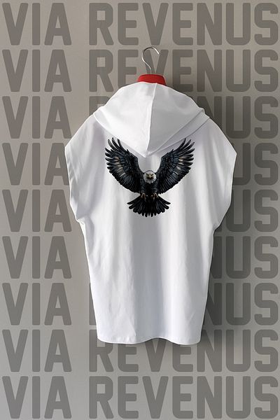 Vordevia Αθλητικό μπλουζάκι Eagle με εμπρός και πίσω εμπριμέ με κουκούλα 100% βαμβάκι