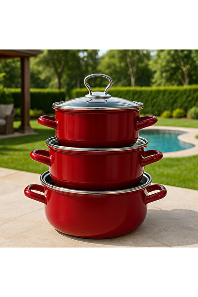 Davet Mary Emaye 3 Lü Güveç Set - 14-16-18 Cm