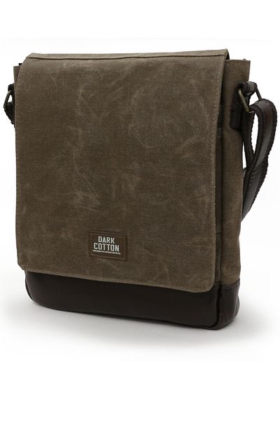 DARK COTTON 7112 Western Brown Water Resistant Waxed Canvas Messenger Shoulder Laptop School Bag