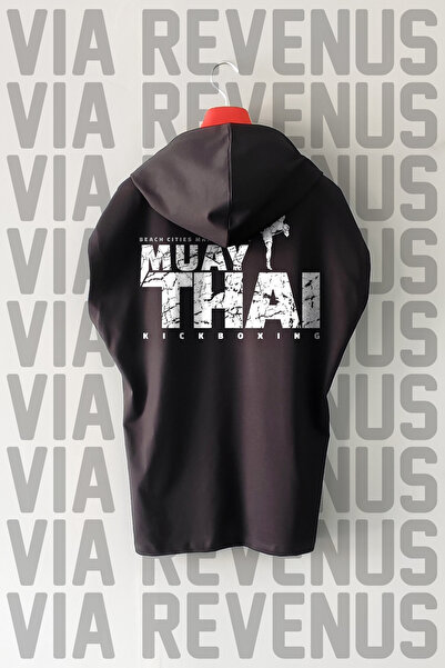 Vordevia Tricou sport Muay Thai Kickboxing, cu mâneci zero, cu glugă, 100% bumbac