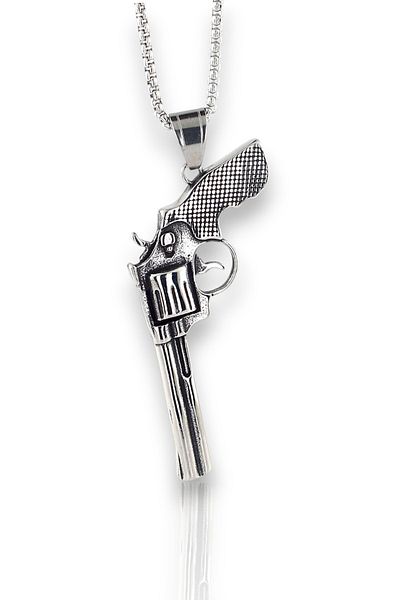 Solfera Wild West Sixpatlas Pistol Gun Titanium Steel Men Necklace Q0974