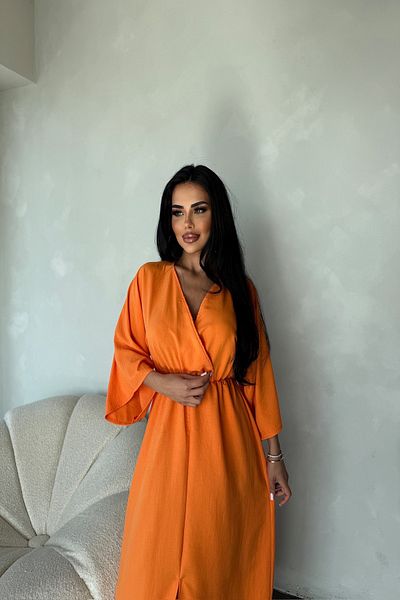 LİLA İSTANBUL Rochie de vară de culoare uni, cu guler dublu, din țesătură de viscoză, cu mâneci liliac