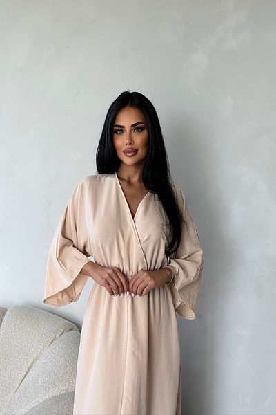 LİLA İSTANBUL Rochie de vară de culoare uni, cu guler dublu, din țesătură de viscoză, cu mâneci liliac