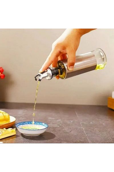 Transformacion Oil Vinegar Bottle Oil Barrel 304 Steel and Borosilicate Glass Set of 2 721774