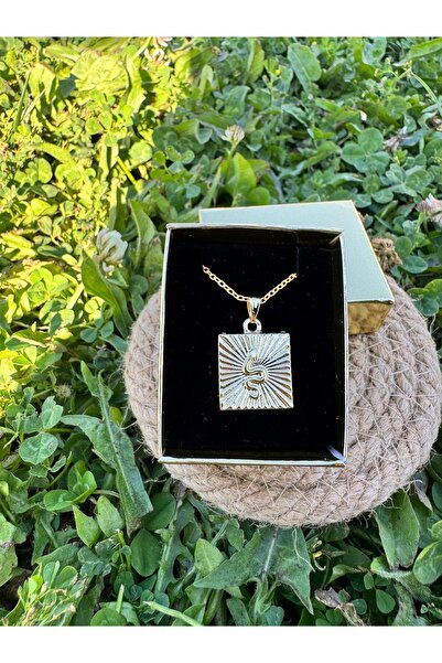 Judas Takı Square Plate Snake Figured Necklace