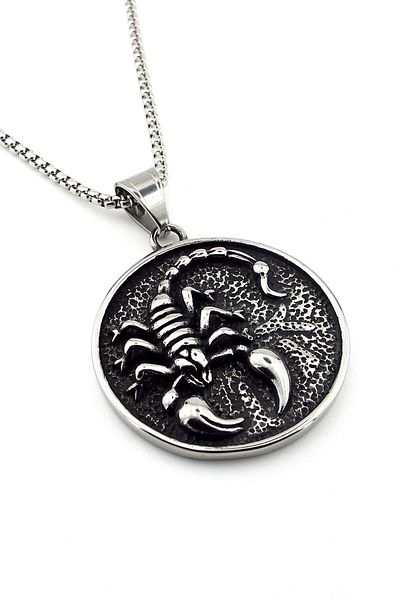Solfera Scorpion Relief Scoripon Locket Titanium Steel Men Necklace Q0970