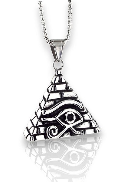 Solfera Eye of Horus Ancient Egyptian Pyramid Mythological Titanium Steel Men's Necklace Q0972