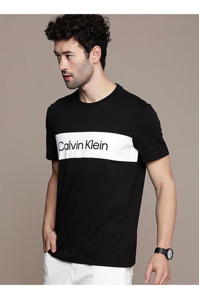 Calvin Klein Men's Block Logo Crewneck T-Shirt Red
