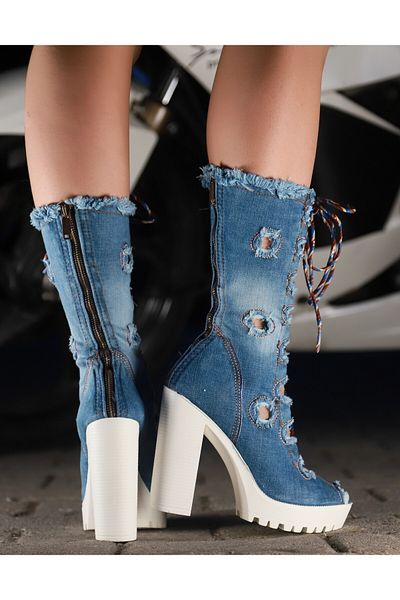 Butik Jeanolog Platform Jeans Boots-Sandals Summer
