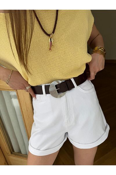 Tina İstanbul Αρχαία Ζώνη Ασύμμετρης Πόρπης 4cm Bitter Brown
