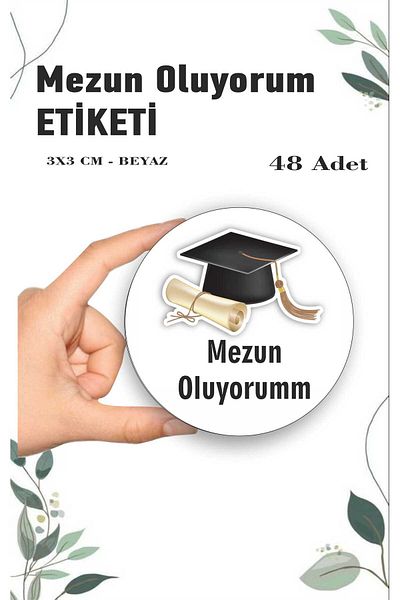 ZY TASARIM I'M Graduating Graduation Souvenir Good Holidays Teacher Sticker Transcript Souvenir 3cm 48Pcs