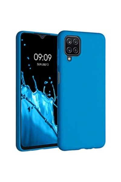 SprintMag Premium Protective Case for Samsung Galaxy A12 Blue Silicone with Velvet Interior SprintMag®