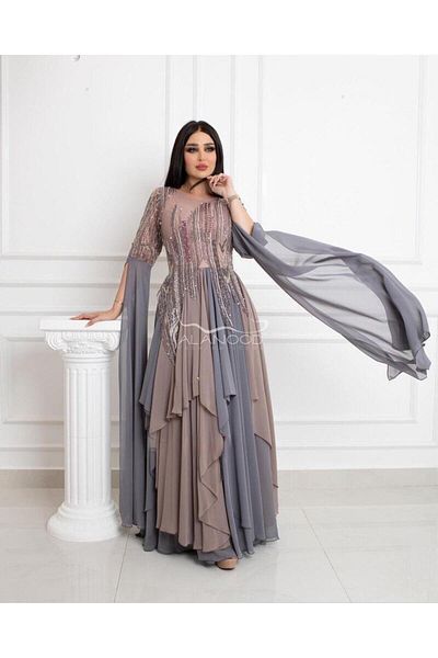 ALANOOD FASHION فستان امهات مطرز كمبيوتر كرستال بتصميم أنيق ومذهل
