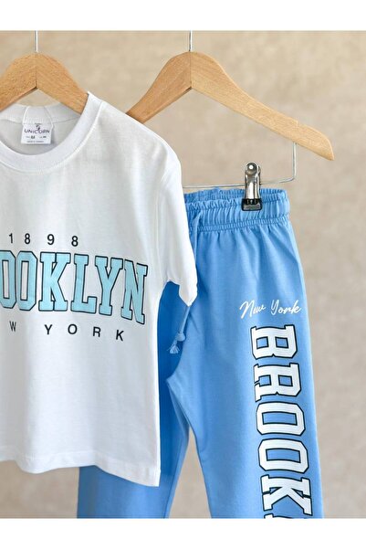 KidsSel Set de pantaloni de trening Brooklyn Written din bumbac pentru băiat de sezon nou
