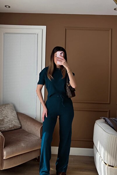 BARLİZ Set de vară pentru femei, model trendy, cu top și pantaloni cu șnur