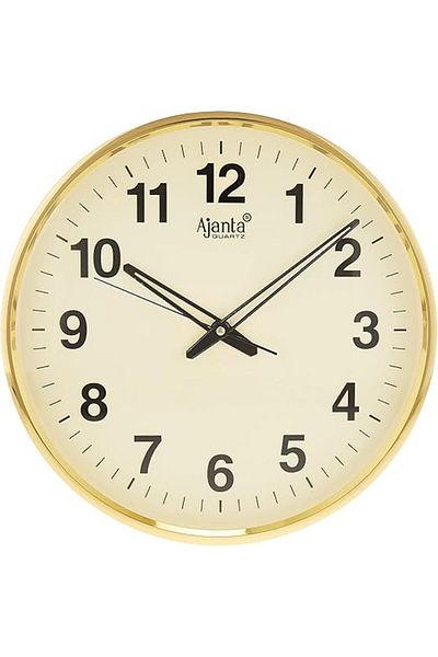 ajanta Quartz Wall Clock – Ivory Dial – Golden Rim – Analog – Battery Operated – 32 cm