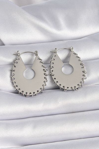 merland benvecocuk 316L Steel Silver Color Women's Earrings - Lisinya