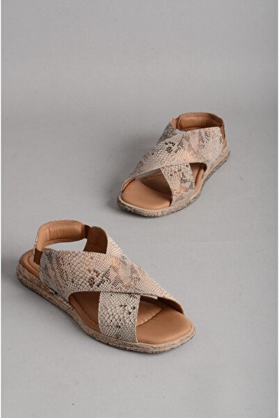 SEÇ KUNDURA SELECT 706 SANDALE DE DAME DIN PIELE VERITABILĂ BEJ SNAKE
