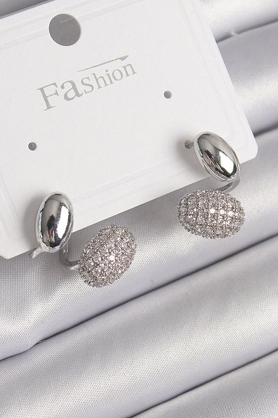 merland benvecocuk Brass Silver Color Zircon Stone Curved Model Women's Earrings - Lisinya