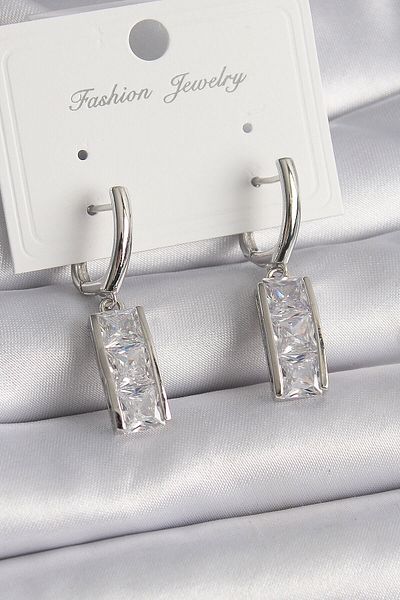 merland benvecocuk Brass Silver Color Waterway Zircon Stone Hoop Model Women's Earrings - Lisinya