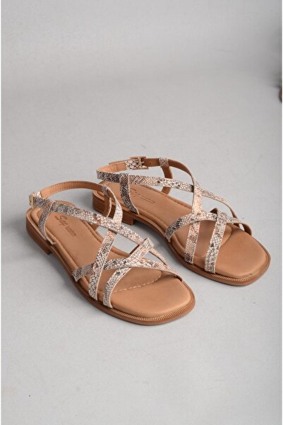 SEÇ KUNDURA SELECT 16213 SANDALE DE DAME DIN PIELE VERITABILĂ BEIGE SNAKE