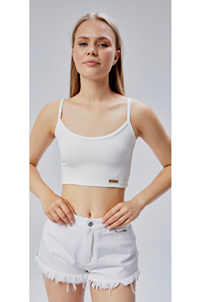 FHELIA Жіночий білий ліф на бретельках з еластичною тканиною Basic Crop Perfect Fit