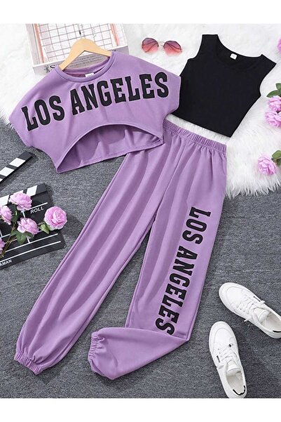 VESTIR BIEN Los Angeles Printed Purple 100% Cotton Children's Strap 3-Piece B...