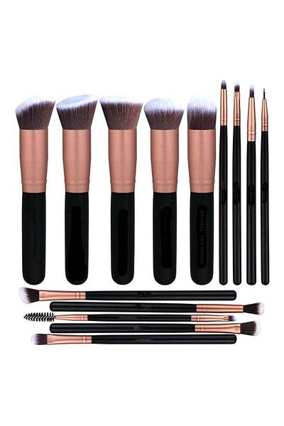 CYT CYTHERIA 14-Piece Makeup Multi Use Brush Set Rose Gold/Black