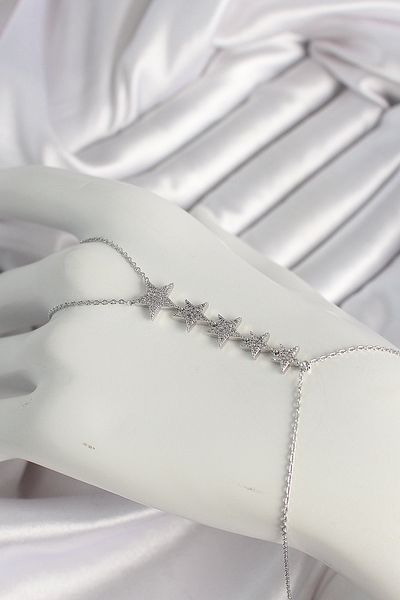 merland benvecocuk Brass Silver Color Zircon Stone Star Model Women's Şahmeran - Lisinya