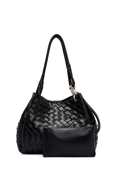 Derimod Women's Black Braided Shoulder Bag 25Sbd277629