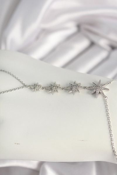 merland benvecocuk Brass Silver Color Zircon Stone Polar Star Model Women's Şahmeran - Lisinya