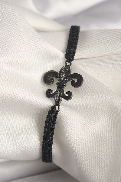 merland benvecocuk Brass Black Color Zircon Stone Embroidered Lily Figure Elevator Macrame Model Women's Bracelet - Lisinya
